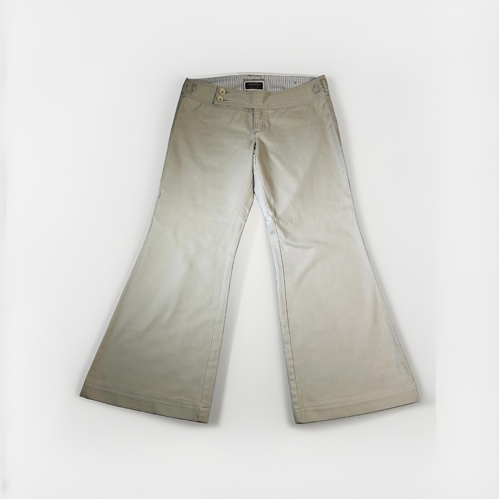 Vtg Abercrombie & Fitch Wide Leg Flare Pants 10 Khaki Low Rise Y2K Moose Chino